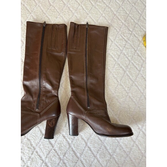 Vintage Authentic 70’s Women’s Brown Leather Knee High 3 Inch Heel Boots. 5 1/2 - Picture 6 of 16